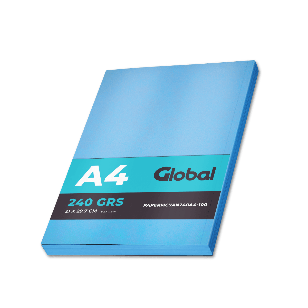 Papel Mate Opalina Cyan en resma de 100 hojas A4 (210 x 297 mm.) de 240 Grs.