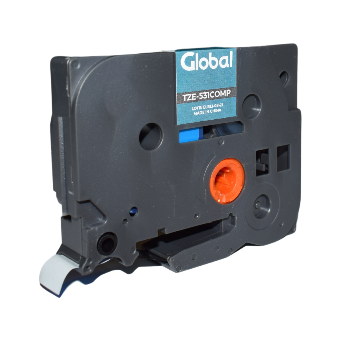 Cinta Rotuladora Compatible Brother TZE-531 Negro sobre Azul de 12 mm x 8 mts. - Global Electronics (Caja x 1)