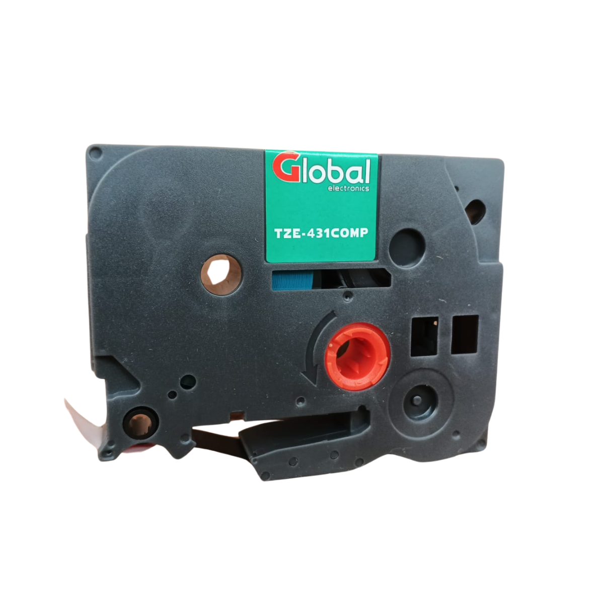 Cinta Rotuladora Compatible Brother TZE-431 Negro sobre Rojo de 12 mm x 8 mts. - Global Electronics (Caja x 1)