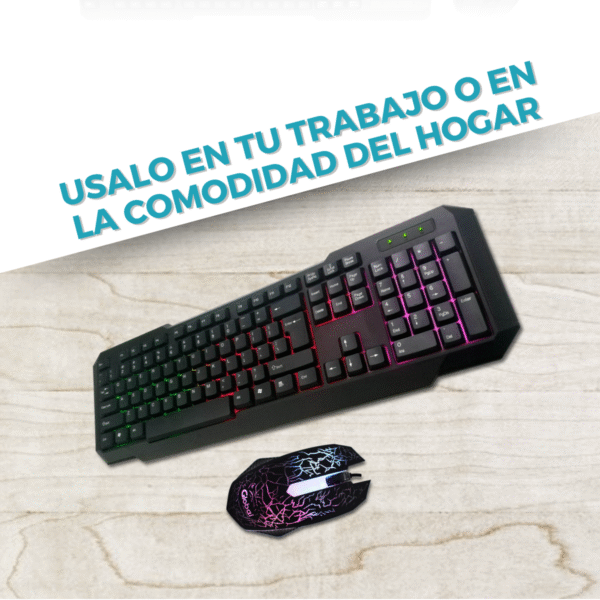 Combo Teclado + Mouse Gamer Luz Led Usb Retroiluminado KL102 - Imagen 12