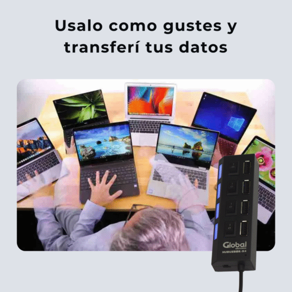 Hub Usb Cargador De 4 Puertos Usb 2.0 Negro - Imagen 8