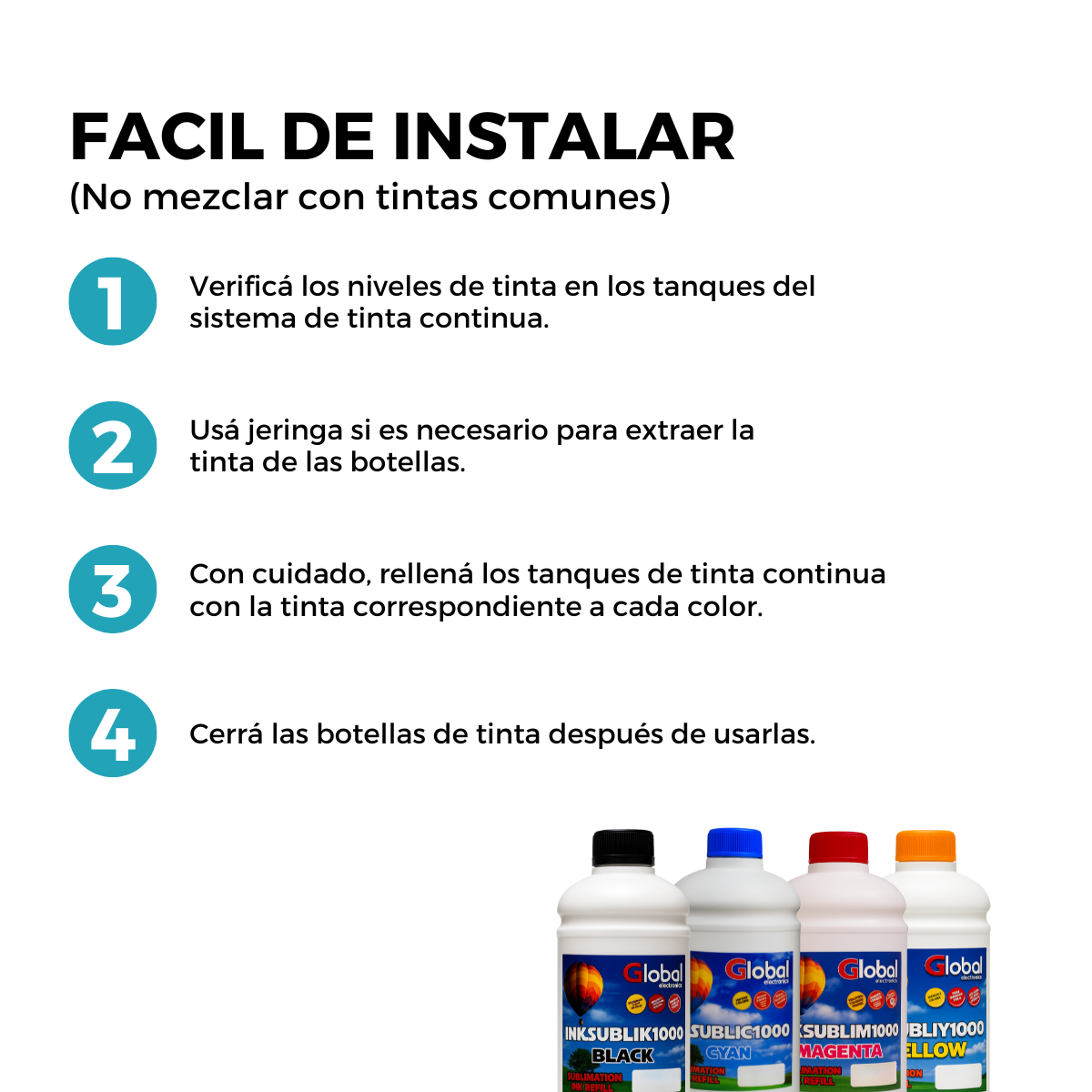 Tinta Sublimación Global Electronics 1 Litro Color - Imagen 8