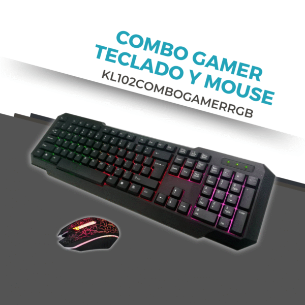 Combo Teclado + Mouse Gamer Luz Led Usb Retroiluminado KL102 - Imagen 2