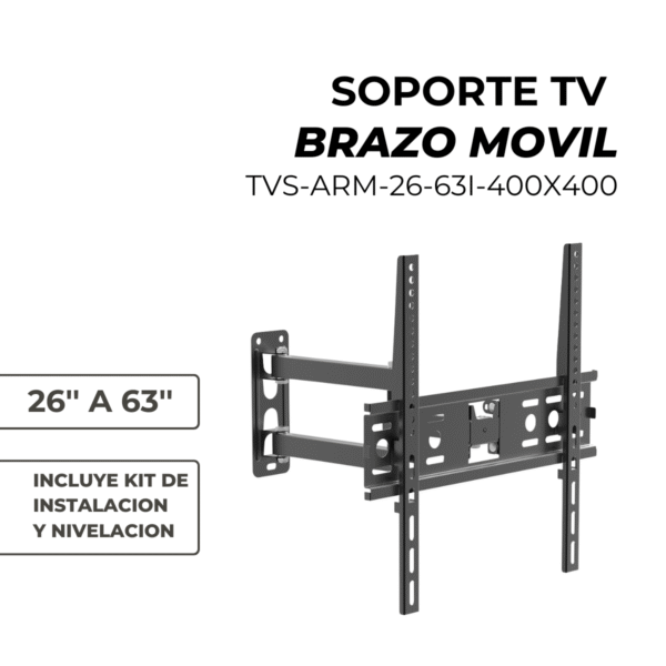 Soporte TV con Brazo Doble 26" a 63" – Movilidad Total y Máxima Firmeza - Imagen 2