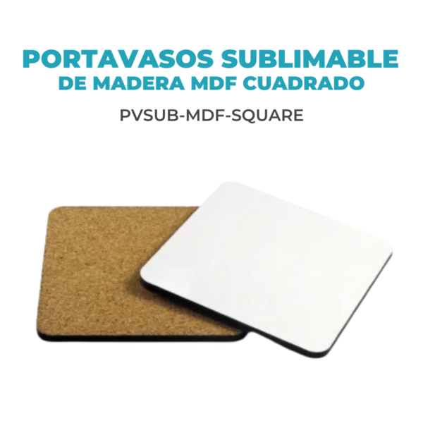 Portavasos para Sublimar de Madera MDF Cuadrado/Redondo - Imagen 3