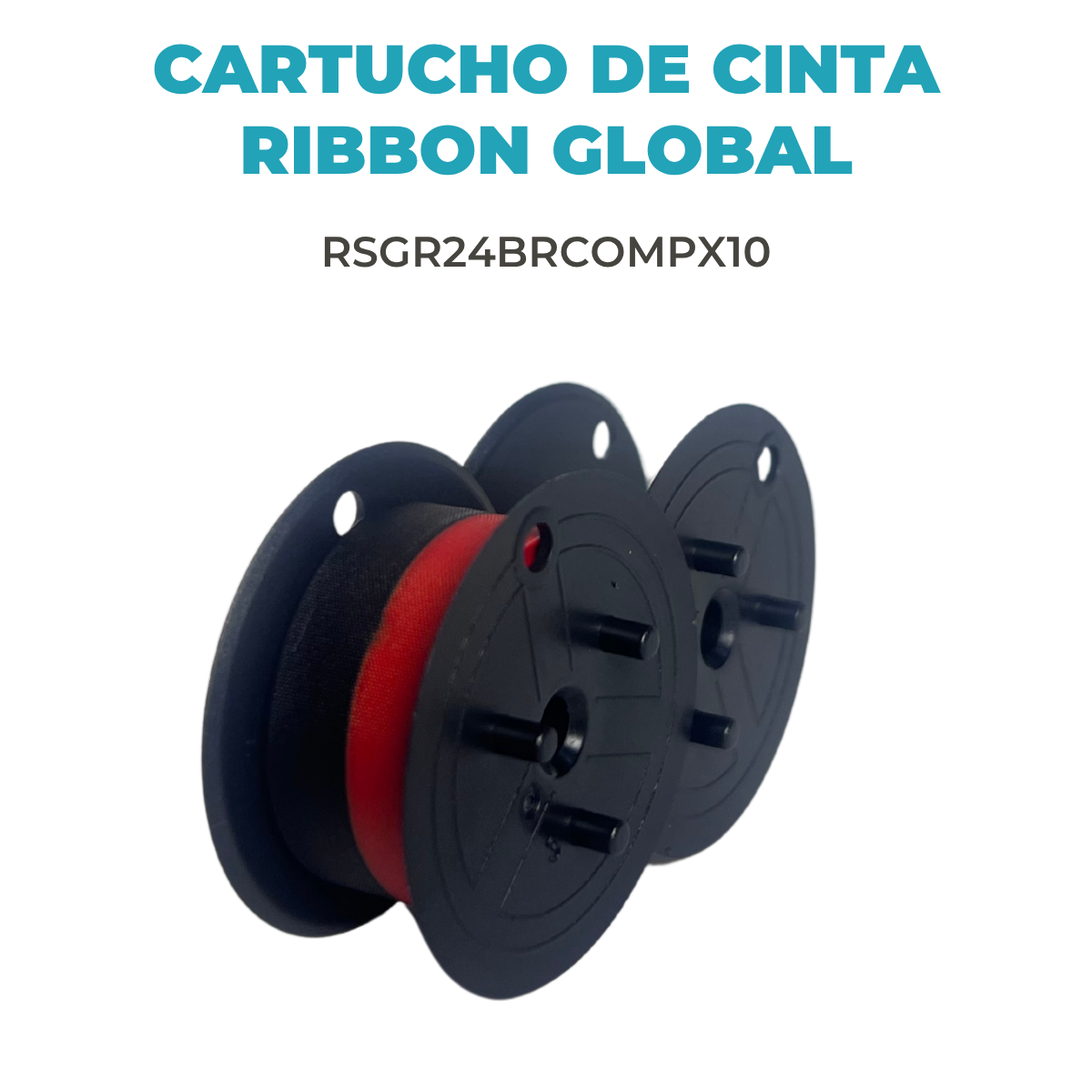 Cinta Ribbon Compatible Spool GR24 Color Negra/Roja - Pack x 10 Unidades - Imagen 4