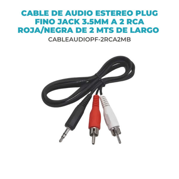 Cable de Audio 3.5mm a 2 RCA de 2 Metros - Imagen 2