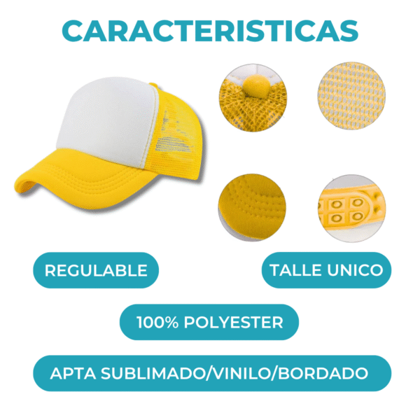 Gorra Trucker Sublimable – Camionera con Visera de Polyester | Talle Único y Regulable ¡Ideal para Personalizar! - Imagen 3