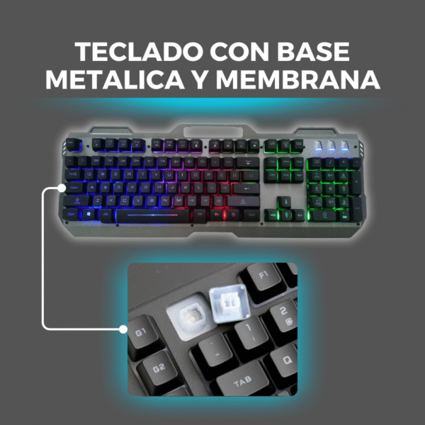 Teclado Gamer Metalico Retroiluminado Mouse 6d 3200dpi - Imagen 3
