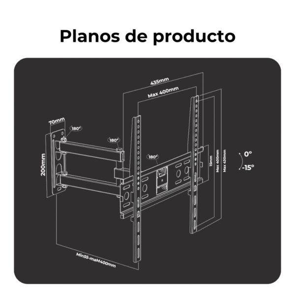 Soporte TV con Brazo Doble 26" a 63" – Movilidad Total y Máxima Firmeza - Imagen 3