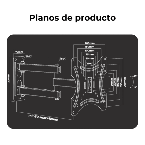 Soporte TV Móvil 14" a 42" – Flexibilidad Compacta y Firmeza Total - Imagen 3