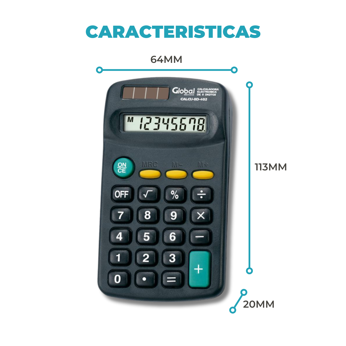 Calculadora De Bolsillo De 8 Dígitos Plastica Negra - Imagen 3