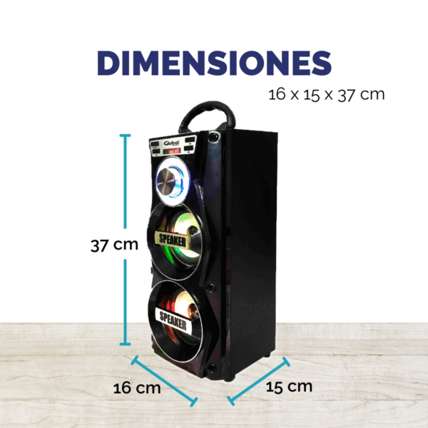 Parlante Torre Premium Negro – 20W, Batería 1200mAh, Micrófono y Todo lo que Necesitás - Imagen 3