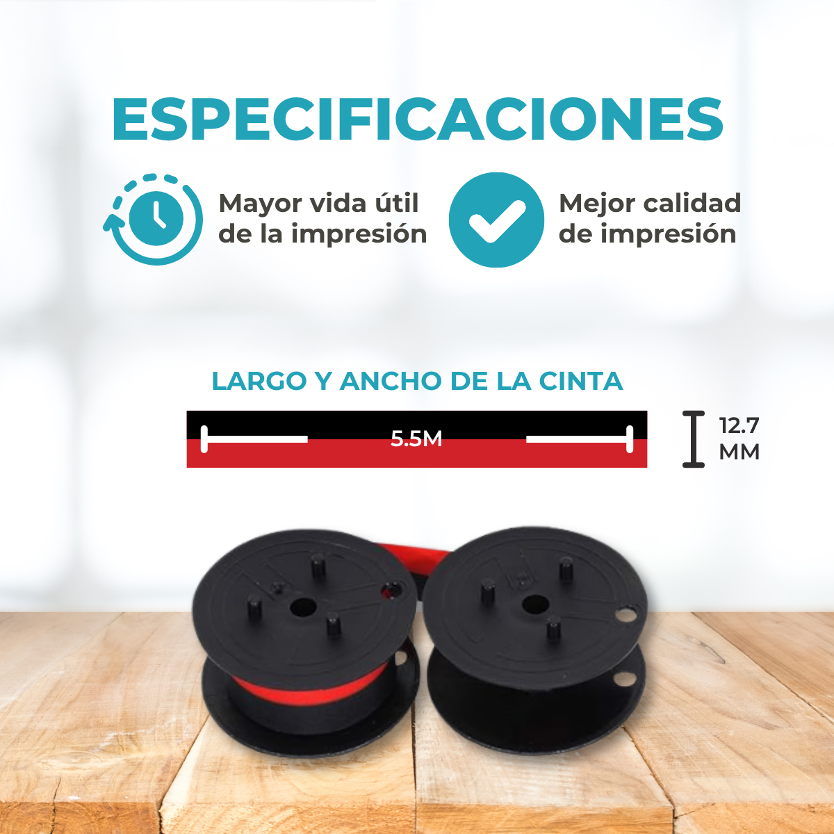 Cinta Ribbon Compatible Spool GR24 Color Negra/Roja - Pack x 10 Unidades - Imagen 5