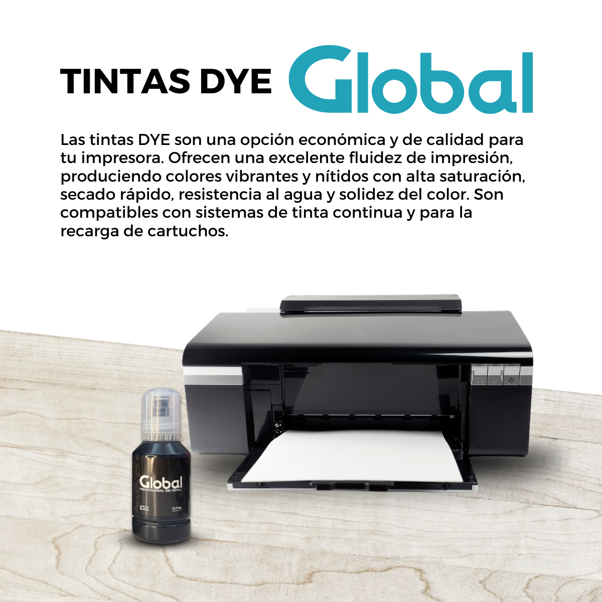 Tinta compatible con Epson L Series T504/544 EcoTank Negro Dye 130 ml - Imagen 3