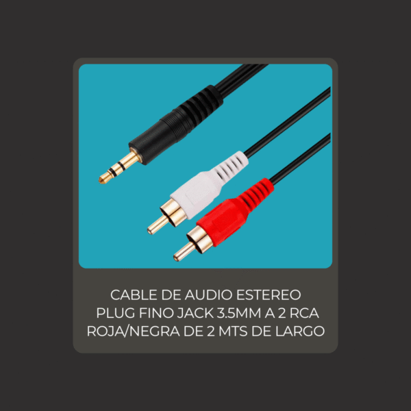 Cable de Audio 3.5mm a 2 RCA de 2 Metros - Imagen 3