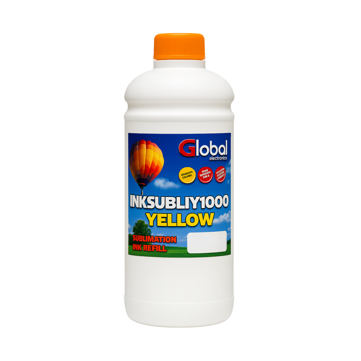 Tinta Premium Sublimación Yellow en botella de 1000 cm3 - Global Electronics (Caja x 12)