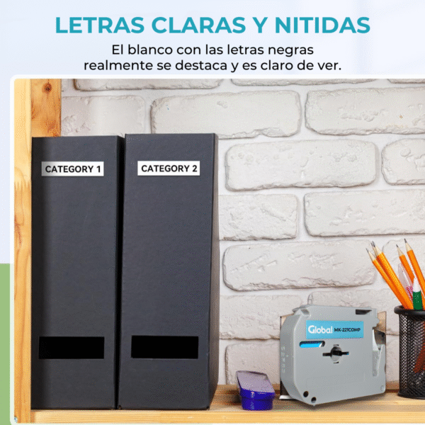 Cinta Rotuladora Para Brother 9mm Mk221 Negro sobre blanco - Imagen 10