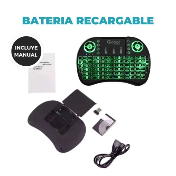 Mini Teclado Inalambrico Con Luz Led Smart Tv Windows - Imagen 5