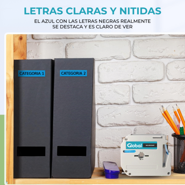 Cinta Rotuladora Compatible Brother MK-531 Negro sobre Azul - Imagen 4