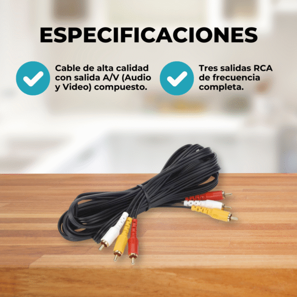 Cable de Audio y Video RCA a RCA – 2 Metros - Imagen 4