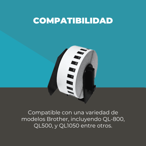 Cinta Label Tape DK2210 Compatible Brother – Negro sobre Blanco con Eje - Imagen 4