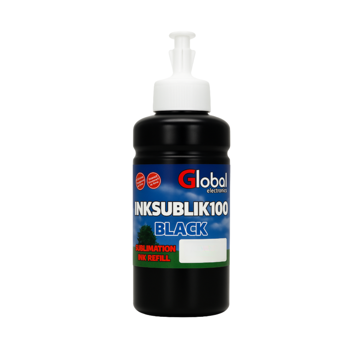 Tinta Premium Sublimación Tipo Original Black en botella dosificadora y caja color de 100 cm3 - Global Electronics (Caja x 72)