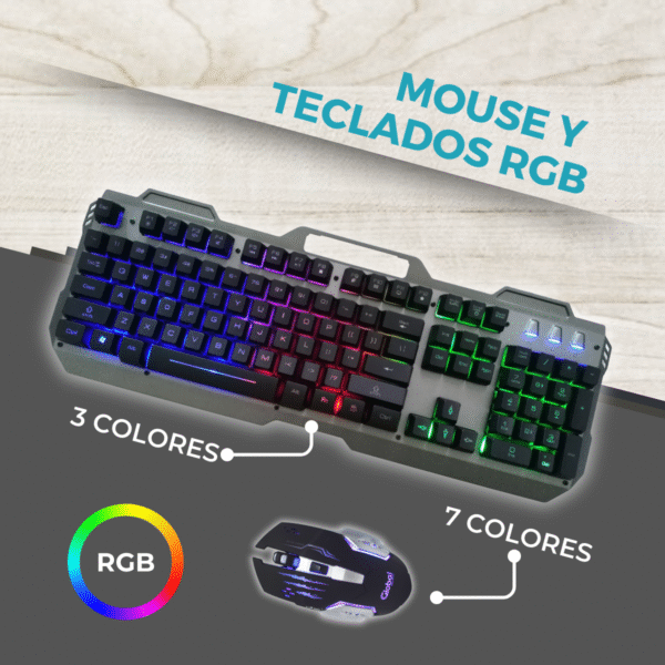 Teclado Gamer Metalico Retroiluminado Mouse 6d 3200dpi - Imagen 5