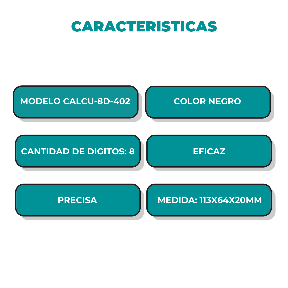 Calculadora De Bolsillo De 8 Dígitos Plastica Negra - Imagen 4