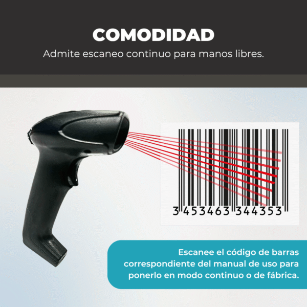 Pistola lectora de códigos de barras 1D Lineales - USB - Imagen 5