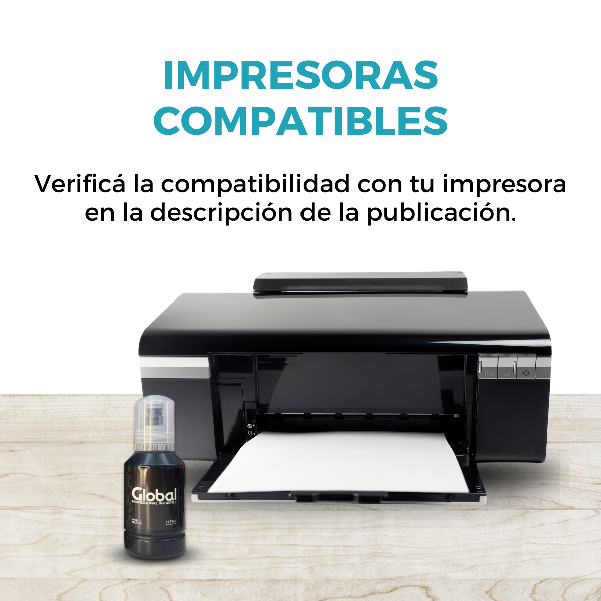 Tinta compatible con Epson L Series T504/544 EcoTank Negro Dye 130 ml - Imagen 5