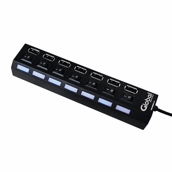 Hub Usb Cargador de 7 Puertos Usb 2.0 Con Switch De Encendido