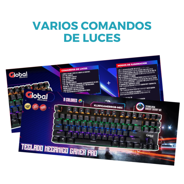 Teclado Mecanico GAMER PRO con luces led con Swicht Cherry MX Blue - Imagen 7