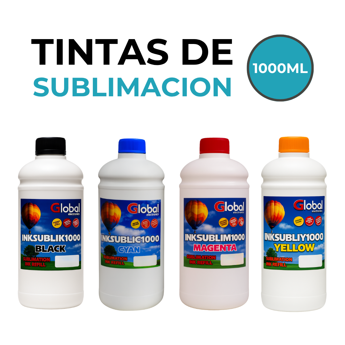 Tinta Sublimación Global Electronics 1 Litro Color - Imagen 2