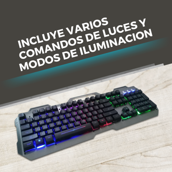 Teclado Gamer Metalico Retroiluminado Mouse 6d 3200dpi - Imagen 6