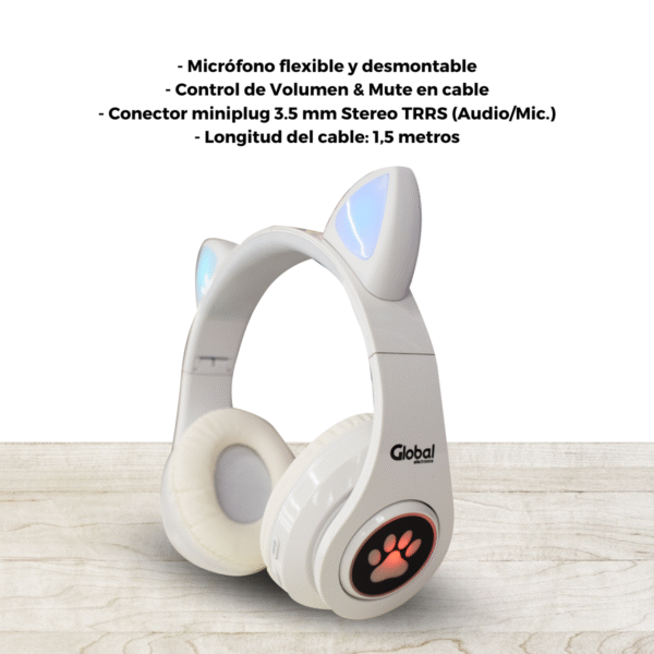 Auricular Bluetooth Inalambrico Stereo con Orejas de Gato EPBL038 - Imagen 7