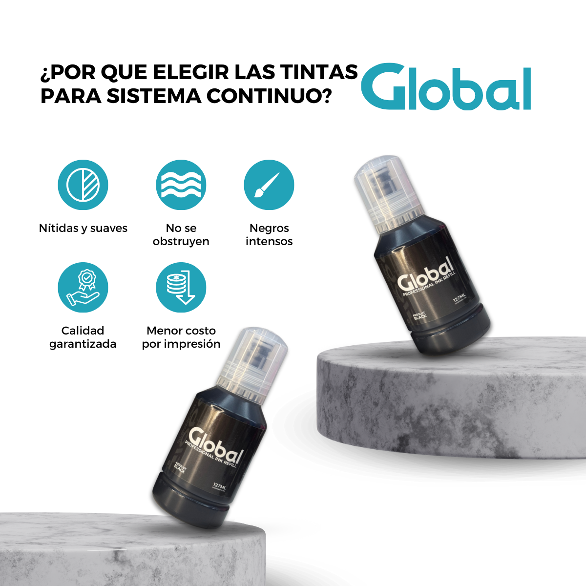 Tinta compatible con Epson L Series T504/544 EcoTank Negro Dye 130 ml - Imagen 6