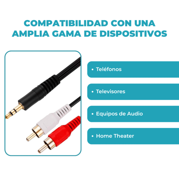 Cable de Audio 3.5mm a 2 RCA de 2 Metros - Imagen 6