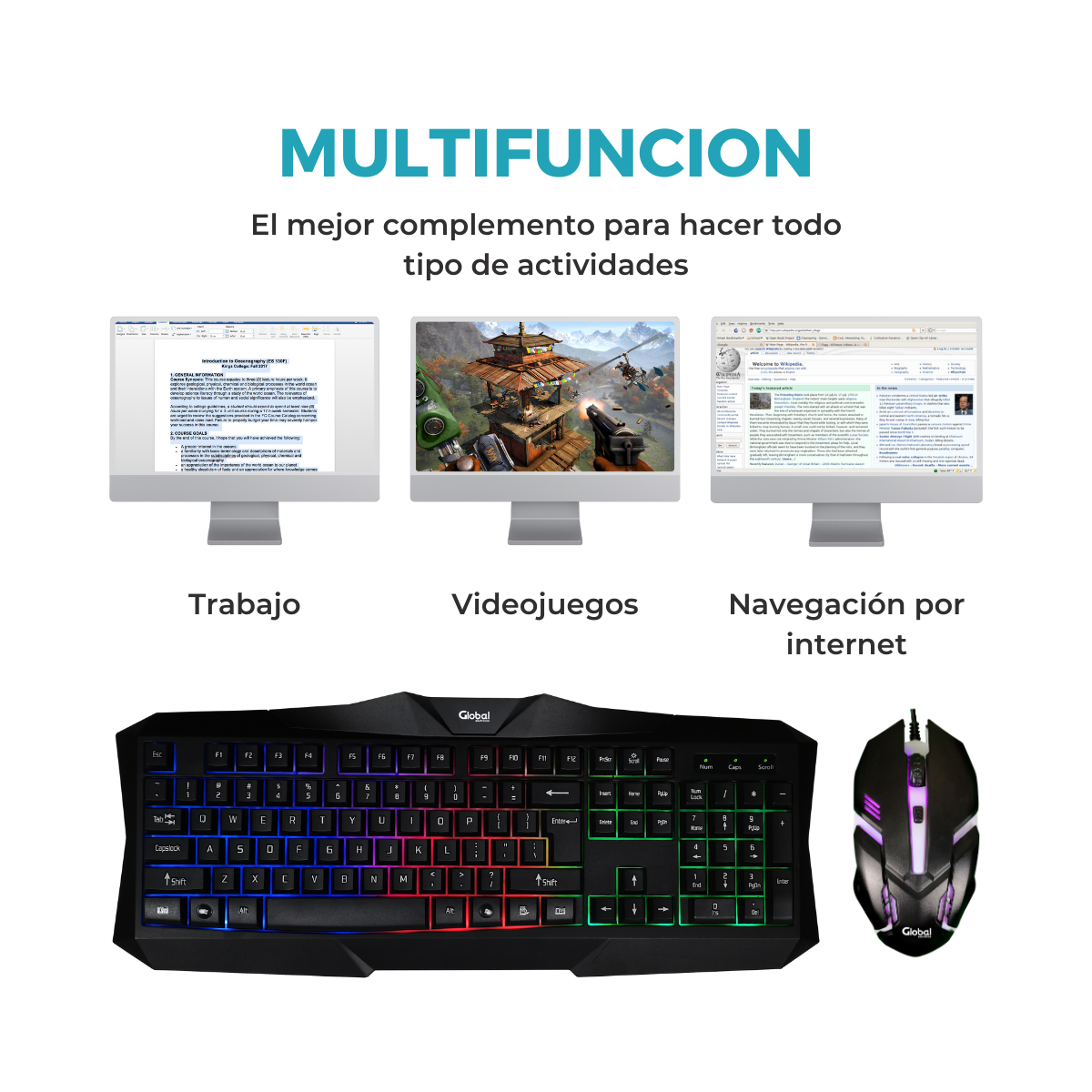 Combo Teclado y Mouse GAMER con luces led Teclado KL116 - Imagen 10