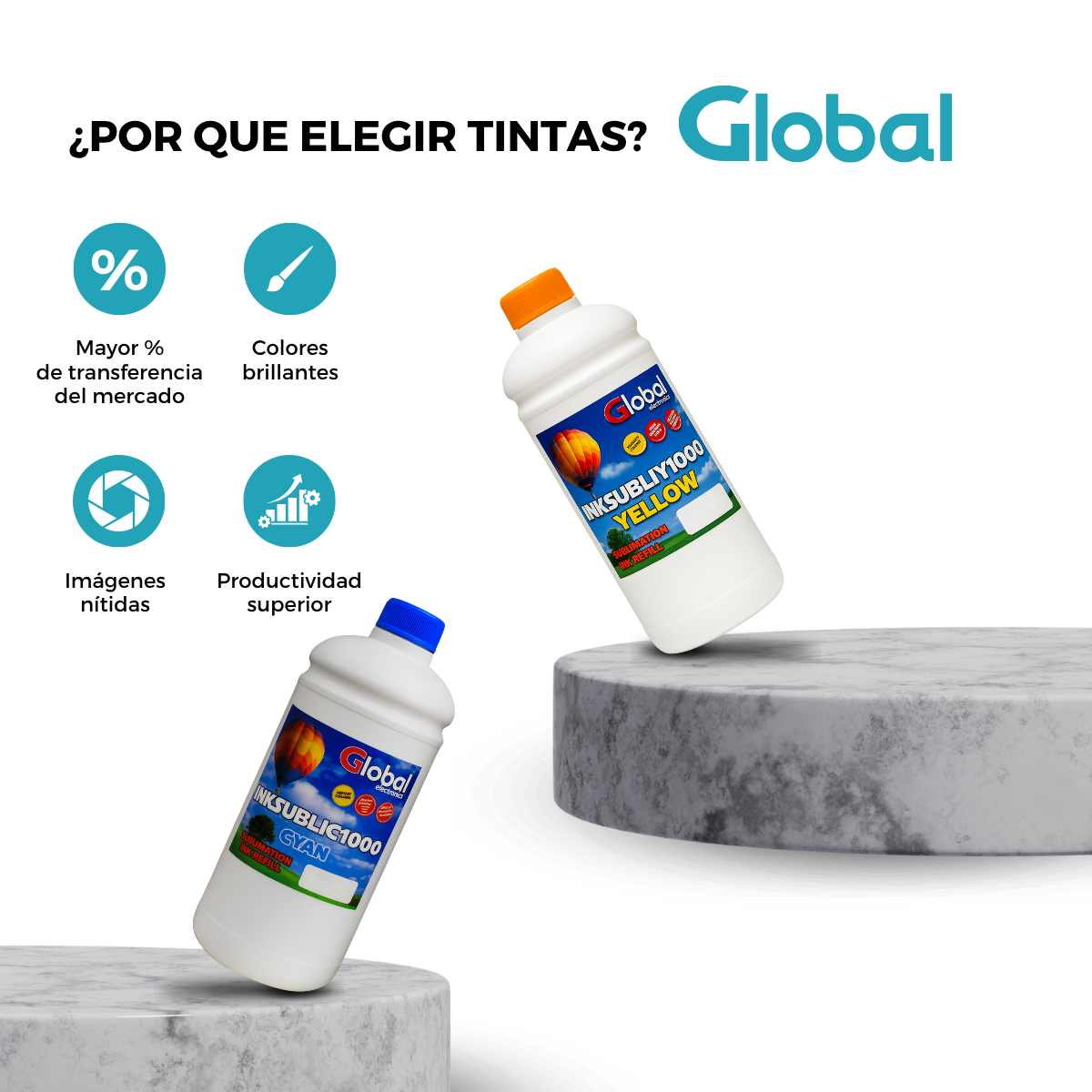 Tinta Sublimación Global Electronics 1 Litro Color - Imagen 5