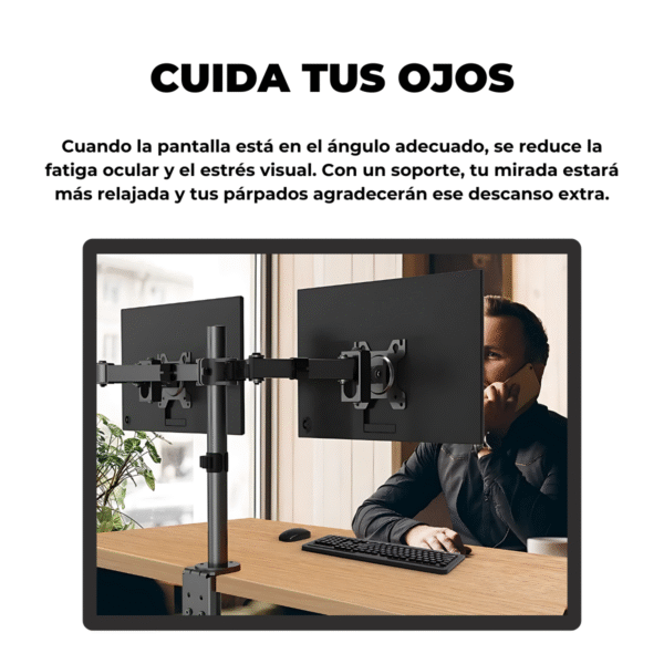 Soporte Monitor Doble de Brazo Movil de 10¨ a 27¨ VESA 50x50 75x75 100x100 hasta 10kg. - Imagen 7