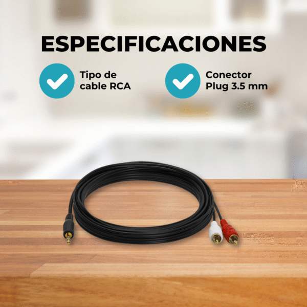 Cable de Audio 3.5mm a 2 RCA de 2 Metros - Imagen 9