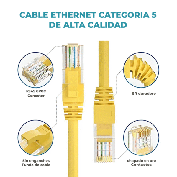 Cable De Red Utp 5 Metros Rj45 Cat 5e Patch Cord Ethernet - Imagen 2