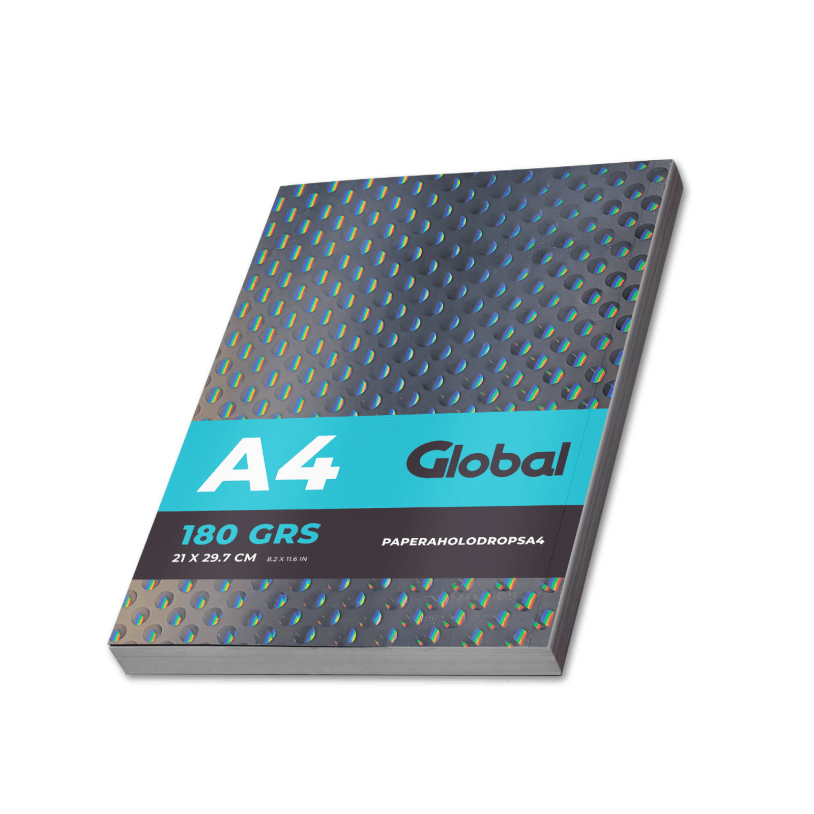 Papel Holográfico Autoadhesivo Base Agua Fantasía Gotas de Agua Resistente al Agua en resma de 100 hojas A4 (210 x 297 mm.) de 180 Grs.