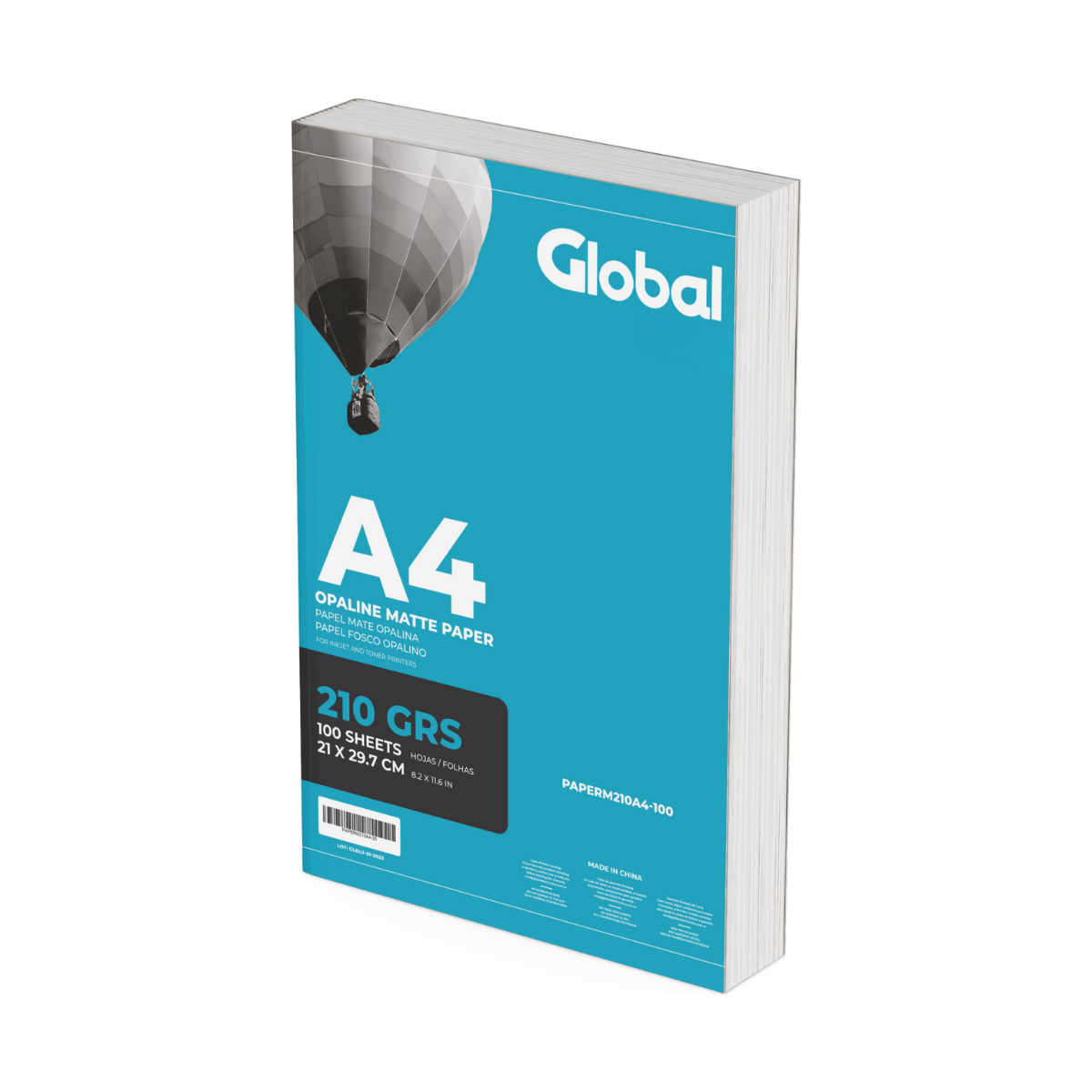 Papel Mate Opalina en resma de 100 hojas A4 (210 x 297 mm.) de 210 Grs.