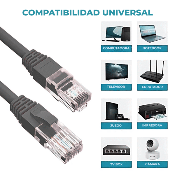 Cable de Red Categoria 6 para redes de 1GB/s con fichas RJ-45 de 5 mts - Imagen 3