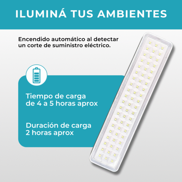 Luz De Emergencia 60 Led Con Batería Recargable 220v - Imagen 5