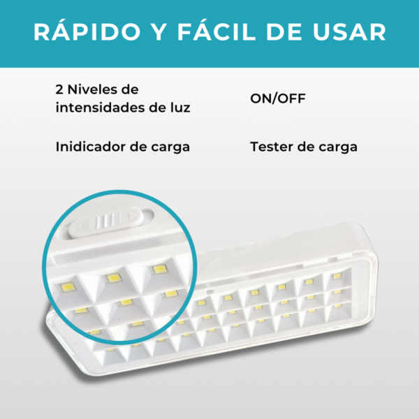 Luz De Emergencia Recargable 30 Led 220v - Imagen 7