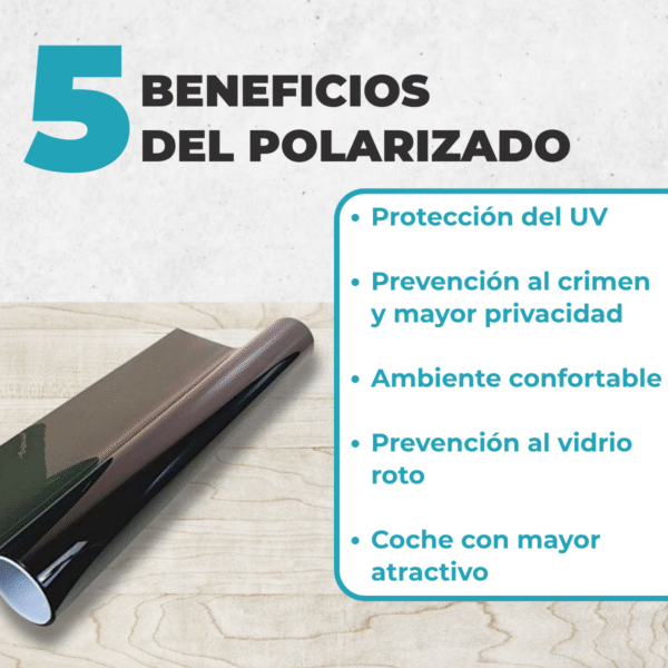 Film Polarizado Black Dyed VLT 5% Oscuro - 15% Intermedio - 35% Claro de 1.52 mt de ancho - Imagen 8