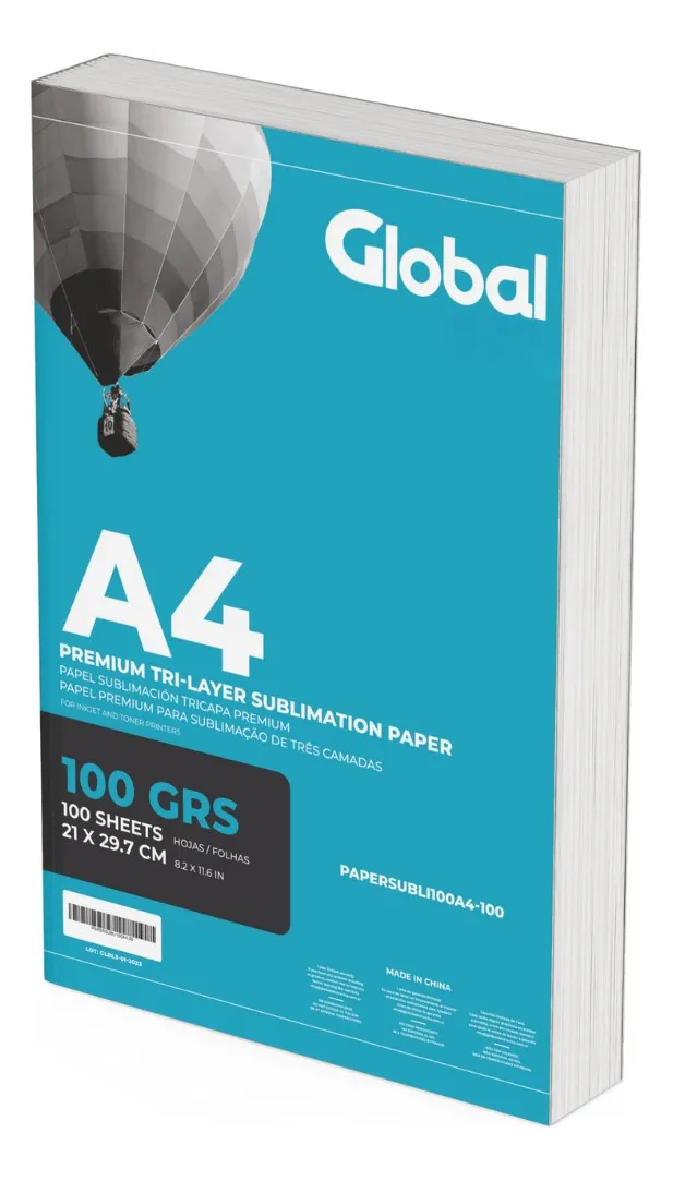 Papel Mate en resma de 100 hojas A4  APTO SUBLIMACION  (210 x 297 mm.) de 110 Grs